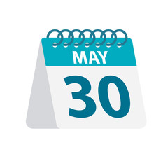 May 30 - Calendar Icon. Vector illustration of one day of month. Desktop Calendar Template