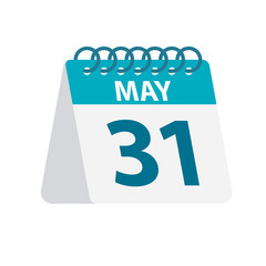 May 31 - Calendar Icon. Vector illustration of one day of month. Desktop Calendar Template