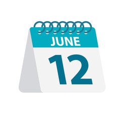 June 12 - Calendar Icon. Vector illustration of one day of month. Desktop Calendar Template
