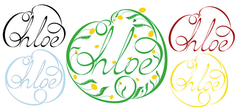 Name Chloe, made in the vector for use in various purposes, from embroidery to printing business cards.