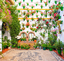 Nice patio in the old town of Cordoba with flowers