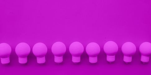 Ideas inspiration concepts with group of lightbulb on pastel color background