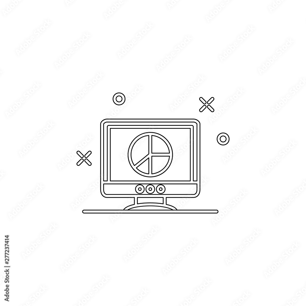 Poster computer pie chart icon. element of business charts for mobile concept and web apps icon. outline, t