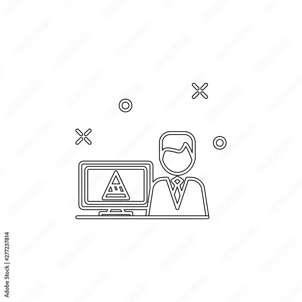 Poster presentation on the computer diagram icon. element of business charts for mobile concept and web app