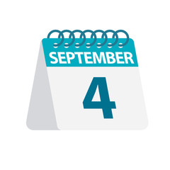 September 4 - Calendar Icon. Vector illustration of one day of month. Desktop Calendar Template