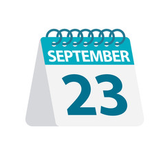 September 23 - Calendar Icon. Vector illustration of one day of month. Desktop Calendar Template