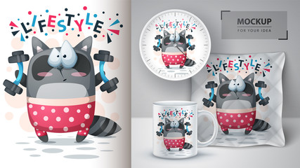 Fototapeta premium Raccoon sport - mockup for your idea