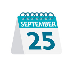September 25 - Calendar Icon. Vector illustration of one day of month. Desktop Calendar Template