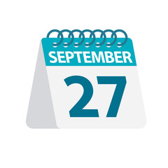 September 27 - Calendar Icon. Vector illustration of one day of month. Desktop Calendar Template
