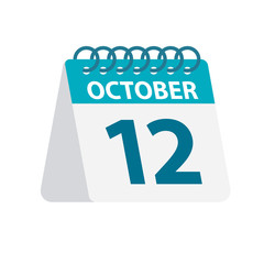 October 12 - Calendar Icon. Vector illustration of one day of month. Desktop Calendar Template