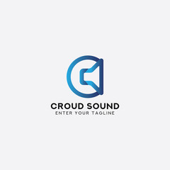 Logo Letter C Sound, Concept Letter C + Icon Sound, Symbol C + Sound Logo, File Vector Eps 10.