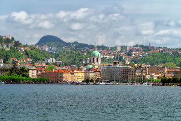 Fototapeta na wymiar Como old city view from the Como lake.