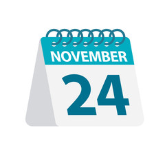 November 24 - Calendar Icon. Vector illustration of one day of month. Desktop Calendar Template