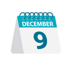 December 9 - Calendar Icon. Vector illustration of one day of month. Desktop Calendar Template