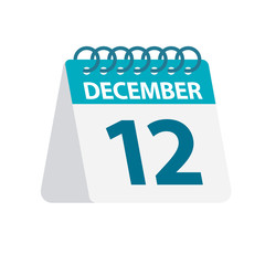 December 12 - Calendar Icon. Vector illustration of one day of month. Desktop Calendar Template