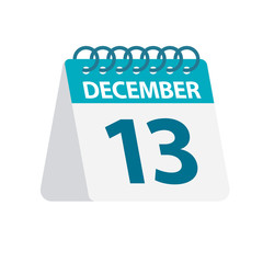 December 13 - Calendar Icon. Vector illustration of one day of month. Desktop Calendar Template
