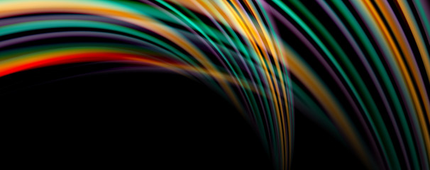 Fluid color swirls on black. Modern background with trendy design