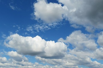 Beautiful sky view with fluffy clouds