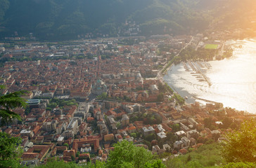 Beautiful view of Como town from Brunate mountain.