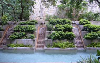 Summer in San Antonio: Riverwalk Staircase Falls and Gardens