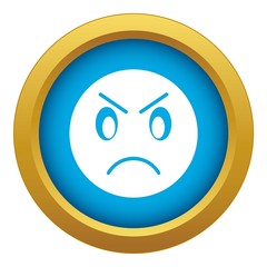 Annoyed emoticon blue vector isolated on white background for any design