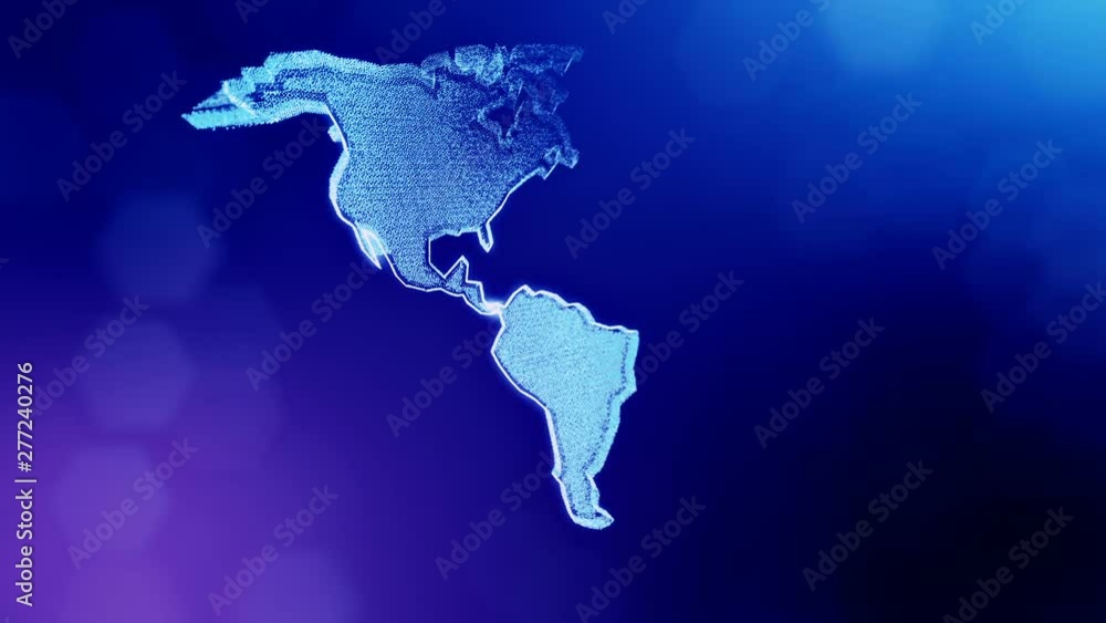 Aufkleber icon of america. background made of glow particles as vitrtual hologram. 3d seamless animation with 