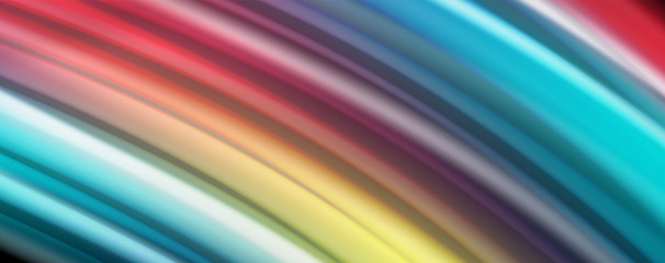 Abstract wave lines fluid rainbow style color stripes on black background. Artistic illustration for presentation, app wallpaper, banner or poster