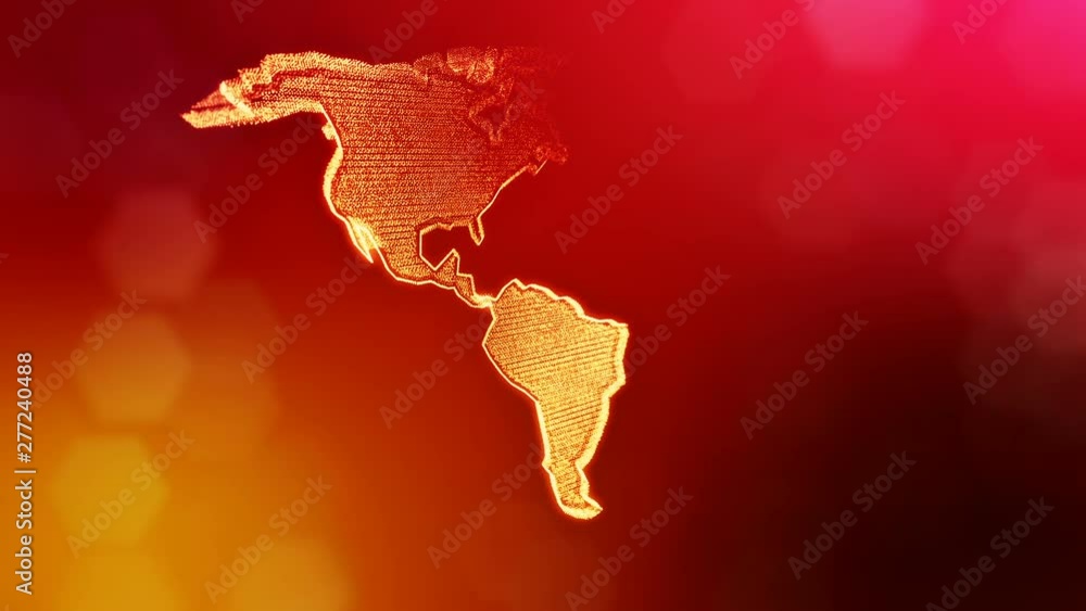 Aufkleber icon of america. background made of glow particles as vitrtual hologram. 3d seamless animation with 
