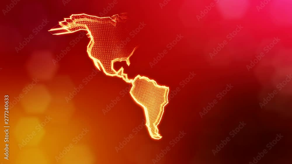 Aufkleber icon of america. background made of glow particles as vitrtual hologram. 3d seamless animation with 