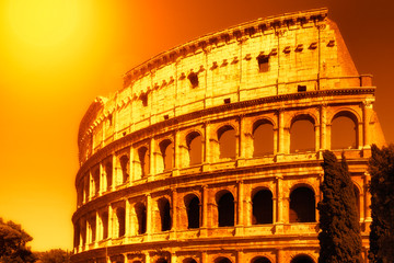 Colosseum at sunset in Rome, Italy