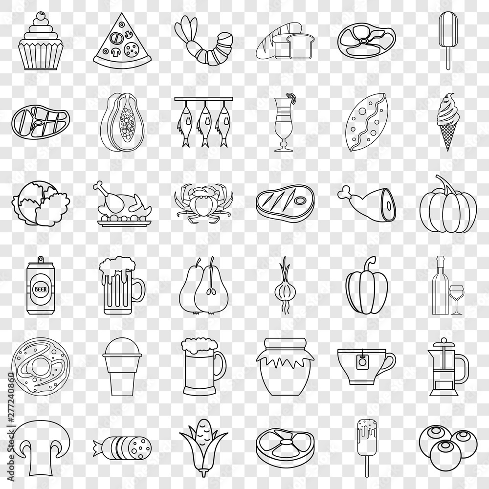 Aufkleber drink icons set. outline style of 36 drink vector icons for web for any design