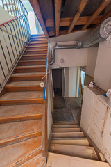 Stairs in an office during renovation.