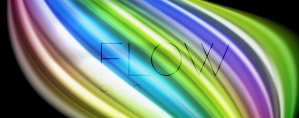 Flowing liquid colors - modern colorful flow poster. Wave liquid shapes. Art design for your design project