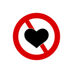 A red circle on a white background, a stop sign.   There is no love