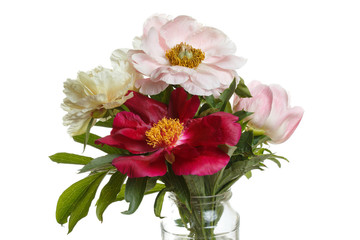 Obraz na płótnie Canvas Bouquet of peonies isolated on white background.