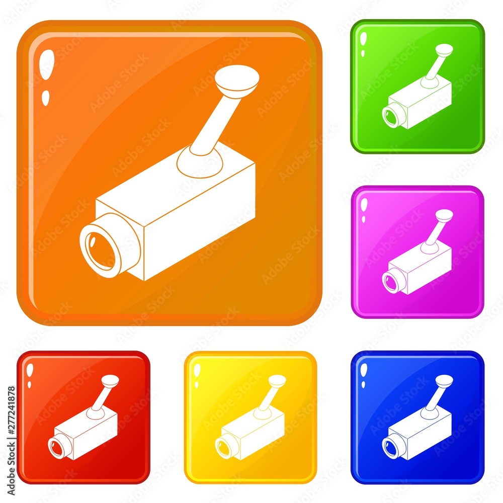 Aufkleber security camera icons set collection vector 6 color isolated on white background