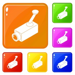 Security camera icons set collection vector 6 color isolated on white background