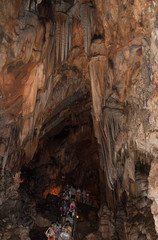 Cave. Stalactites and stalagmites. Amazing places on the planet. Excursions in the journey