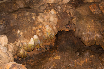 Cave. Stalactites and stalagmites. Amazing places on the planet. Excursions in the journey