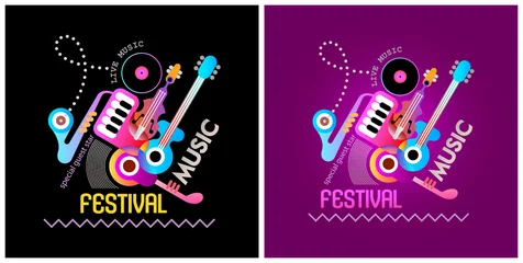 Zelfklevend Fotobehang Bannerontwerpen voor muziekfestivals ©  danjazzia