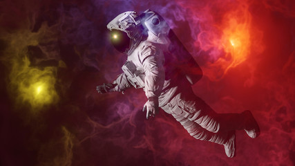 astronaut in colorful nebula