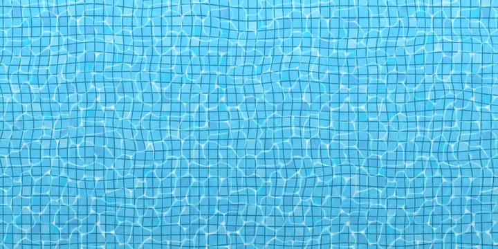 The surface of the water in the pool, top view. Vector blue summer background (size 2:1). EPS 10.