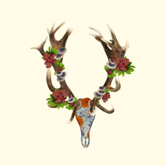 Red Stag Skull - 277244209