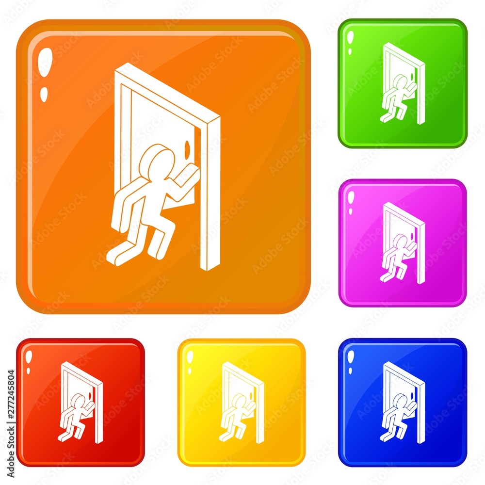 Poster market exit icons set collection vector 6 color isolated on white background