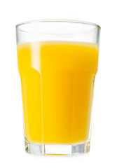 glass of orange juice isolated on white background