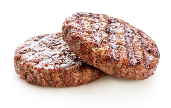 two piece of grilled ground beef meat for hamburger
