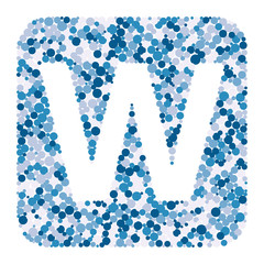 W letter color distributed circles dots illustration