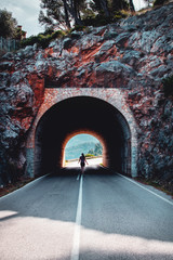 View of the amazing roads in the landscape of the spanish mountains on a bright summer vacation...