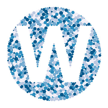 W letter color distributed circles dots illustration