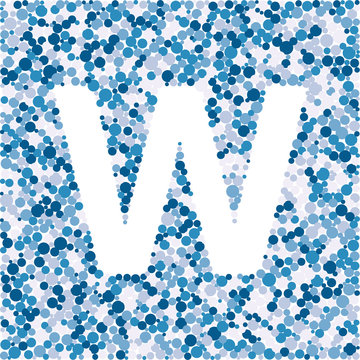 W letter color distributed circles dots illustration